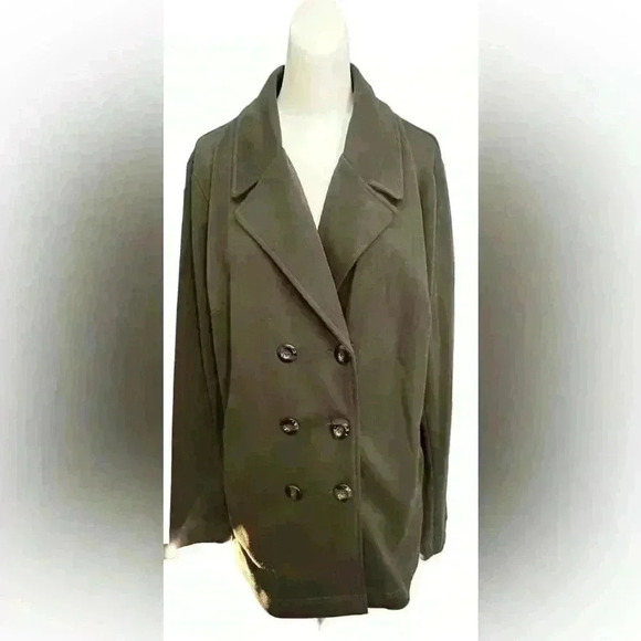 41 Hawthorn Jackets & Blazers - Olive Green Plus Size XXL Double-Breasted Button Up Blazer